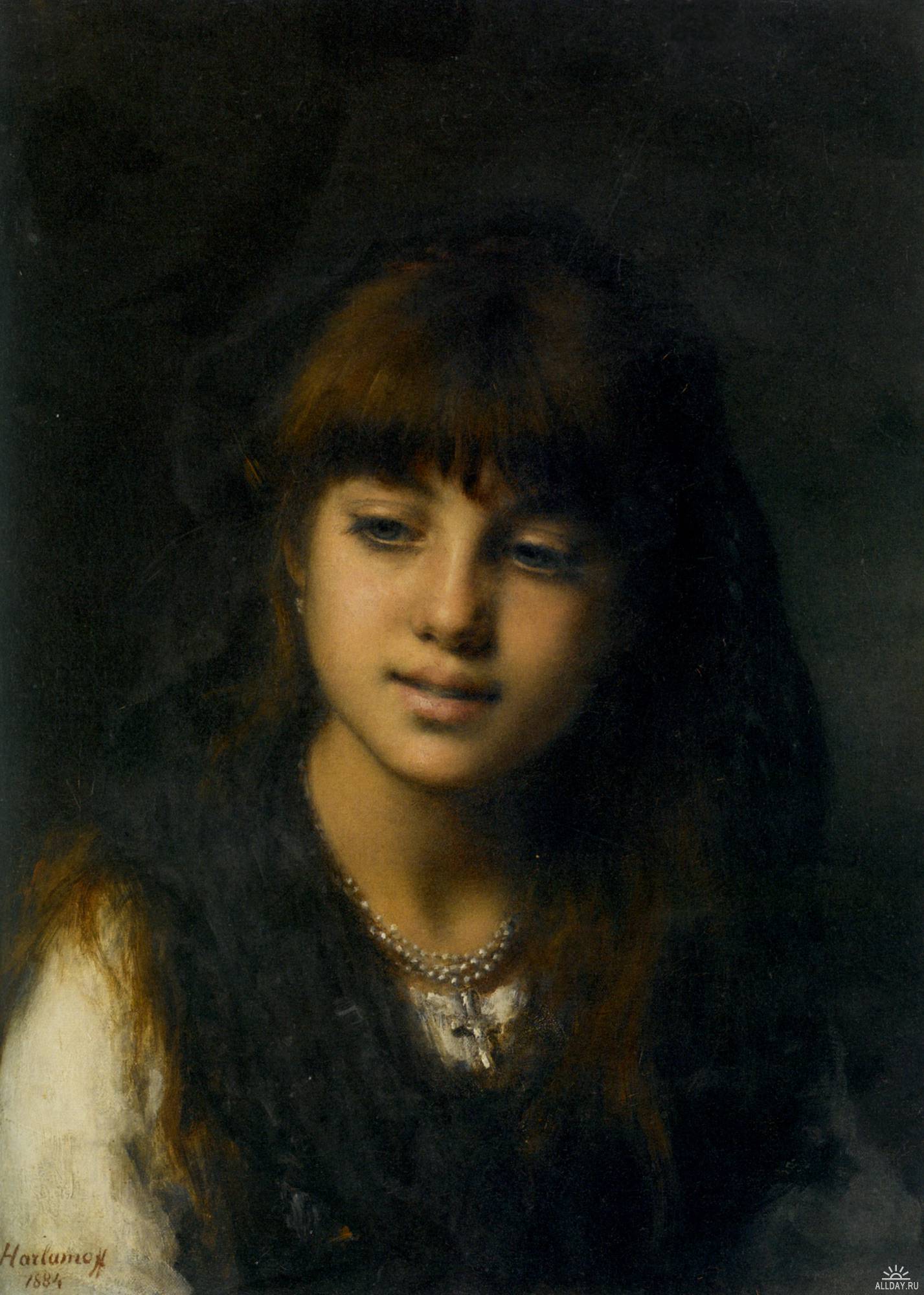 Portrait of a Young Girl (1884) - Alexei Harlamoff Tablo
