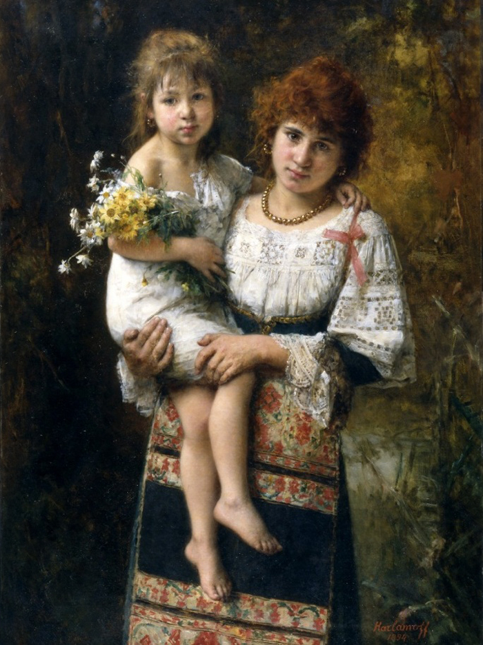 Woman and Child - Alexei Harlamoff Tablo