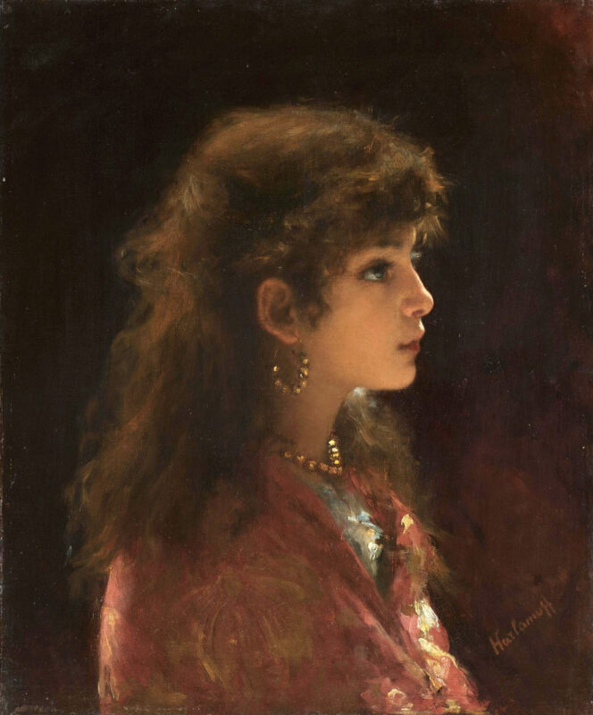 Young Girl in Profile - Alexei Harlamoff Tablo