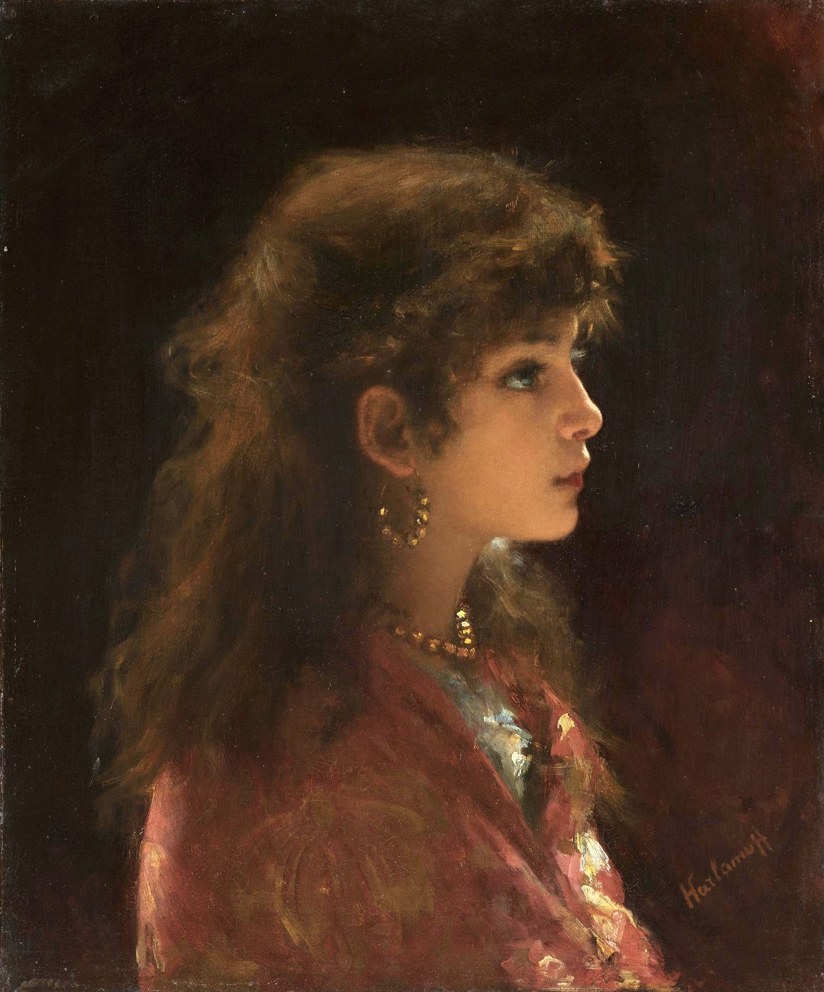 Young Girl in Profile - Alexei Harlamoff Tablo