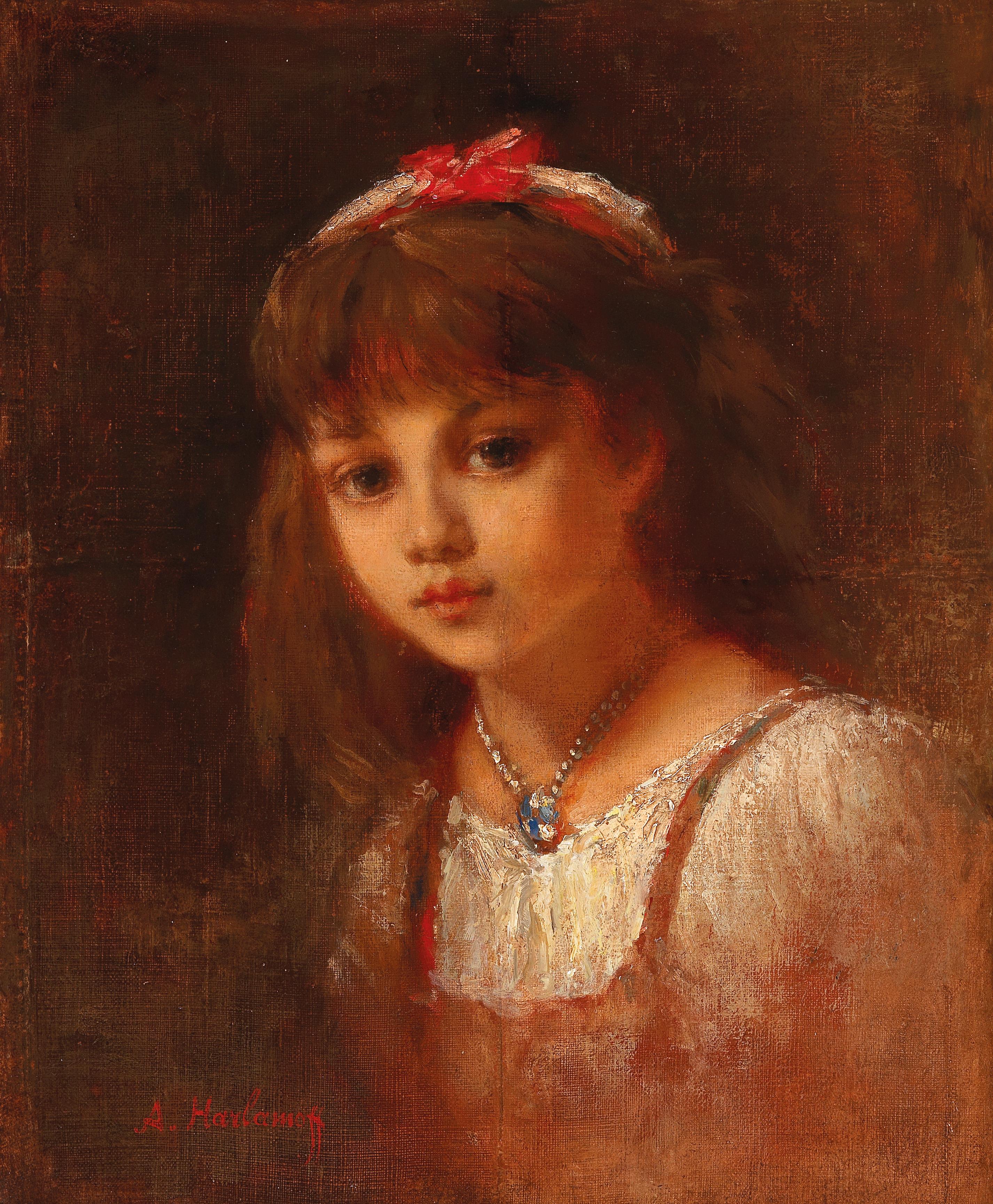 Young Girl with Rock Crystal Jewellery - Alexei Harlamoff Tablo
