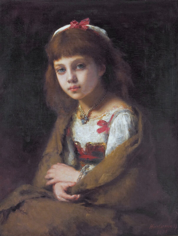 Young girl with a pearl necklace (1881) - Alexei Harlamoff Tablo