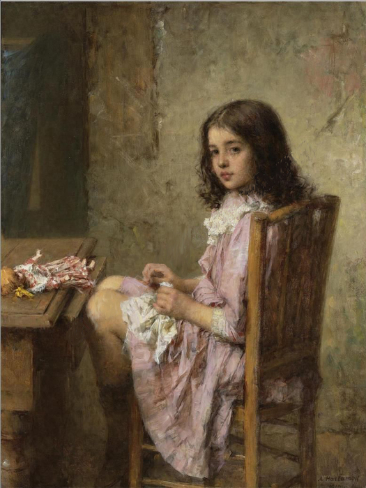 Young seamstress - Alexei Harlamoff Tablo