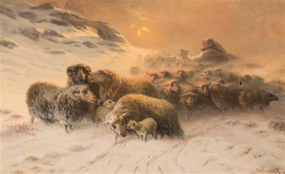 Sheep in Snow – August Friedrich Schenck Tablo