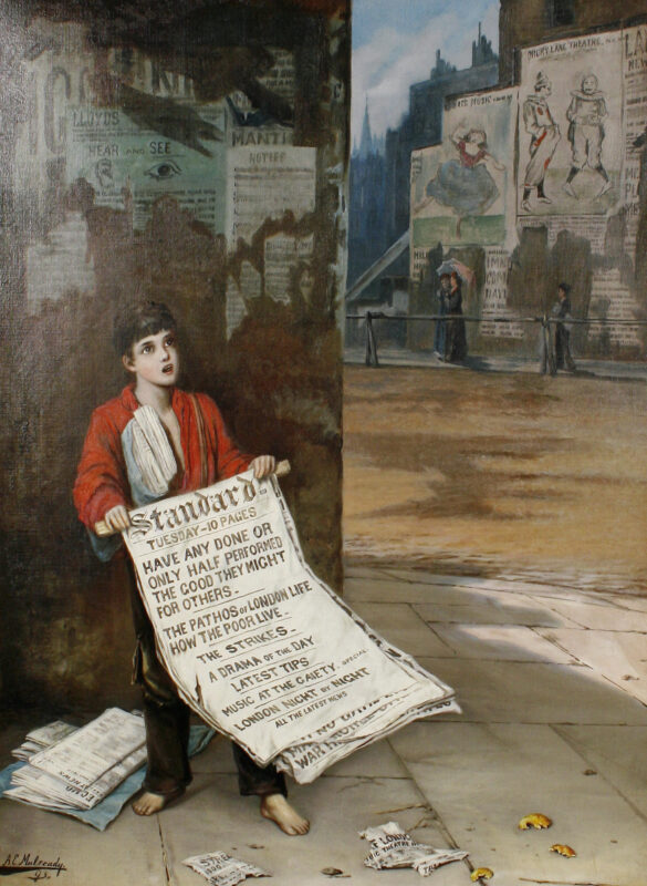 A London News Boy (1893) – Augustus Edwin Mulready Tablo