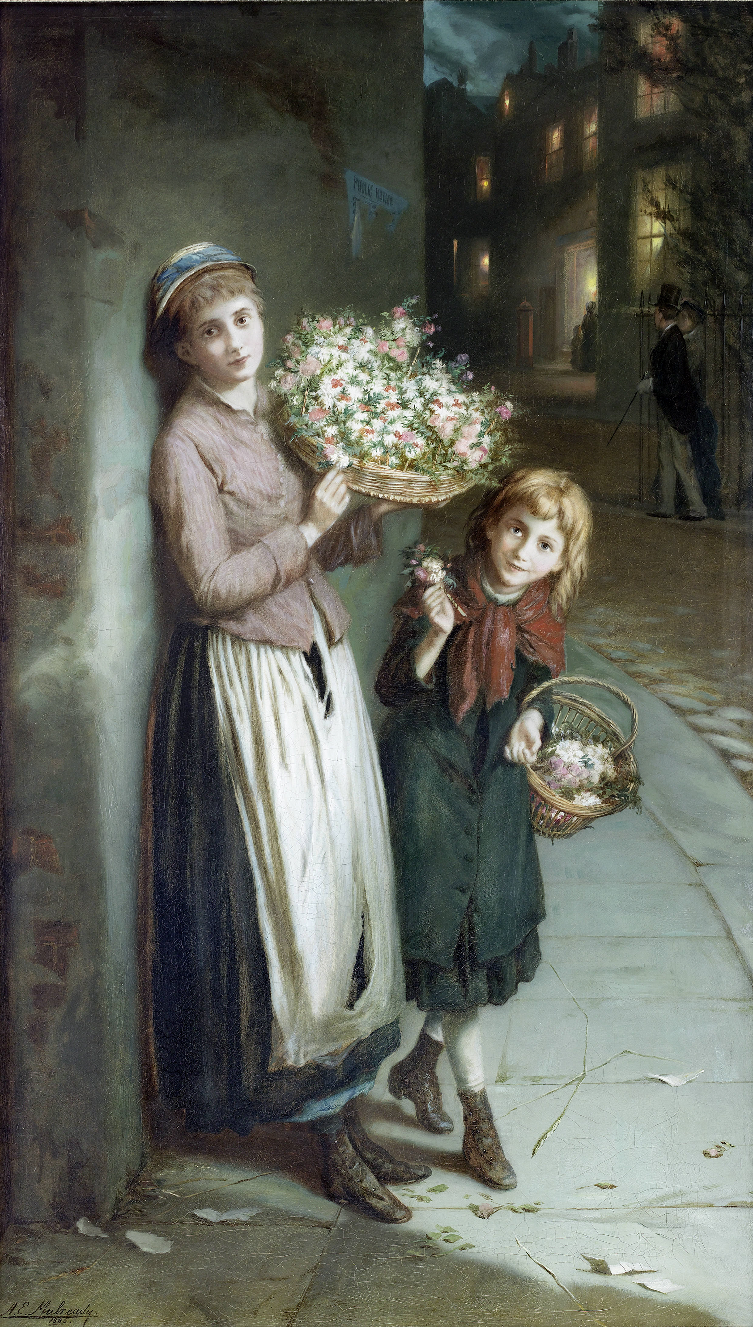 Flower Girls - a Summers Night (1885) - Augustus Edwin Mulready Tablo