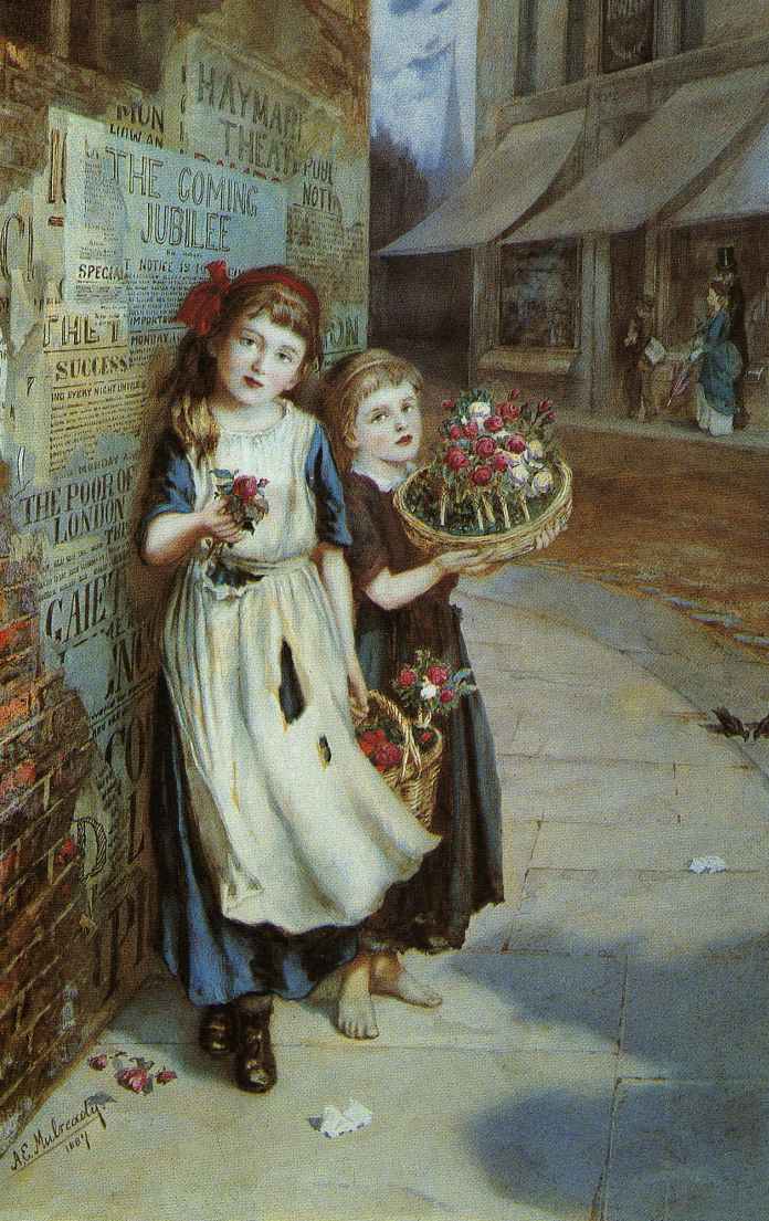 Little Flower Sellers (1887) - Augustus Edwin Mulready Tablo