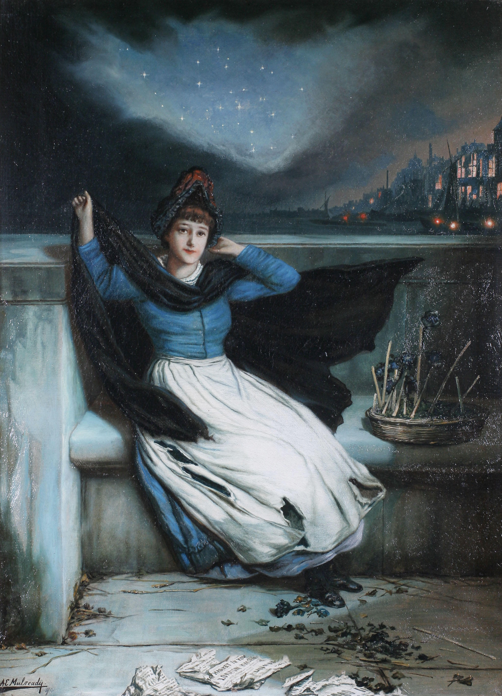 The Close of Day Selling out - Augustus Edwin Mulready Tablo