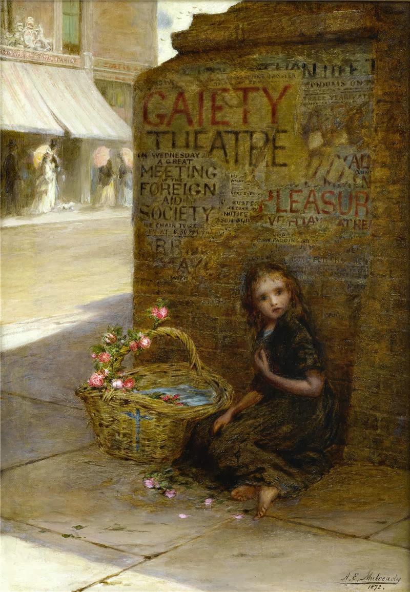 The flower girl (1872) - Augustus Edwin Mulready Tablo