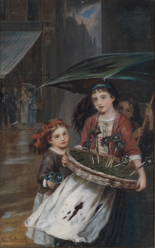 The flower sellers (1892) - Augustus Edwin Mulready Tablo