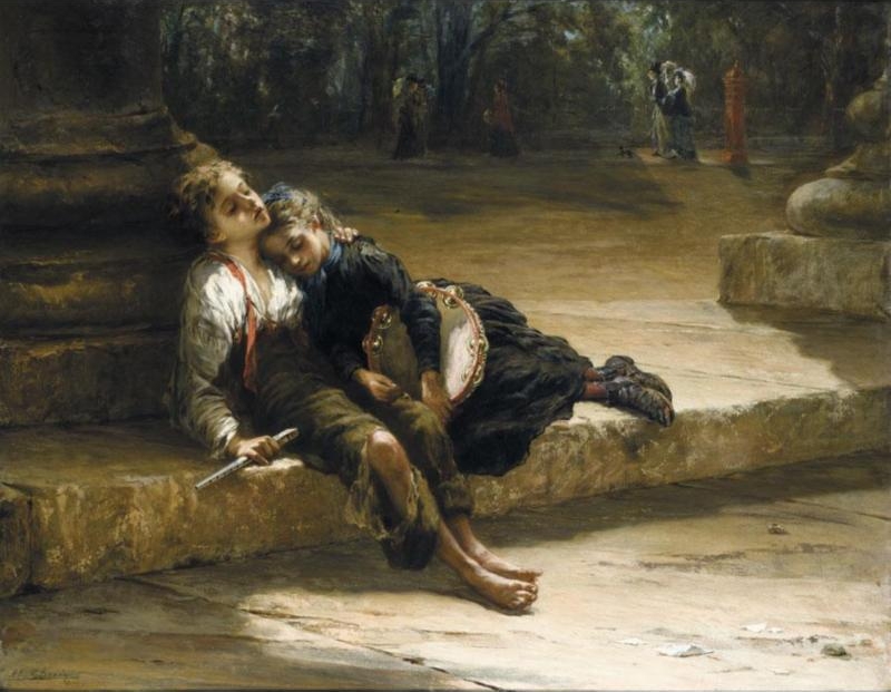 Wandering minstrels (1876) - Augustus Edwin Mulready Tablo