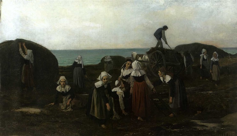 Seaweed collectors in Brittany - Charles Victor Thirion Tablo