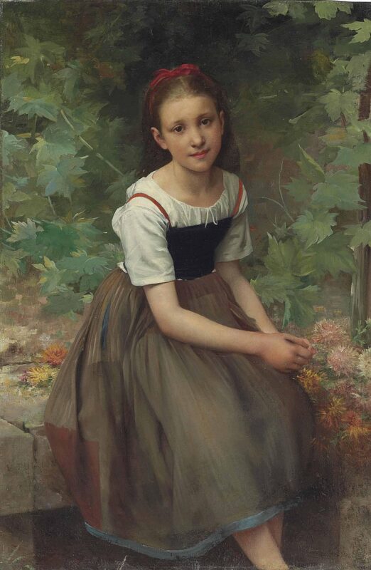 Young girl with flowers (1877) - Charles Victor Thirion Tablo