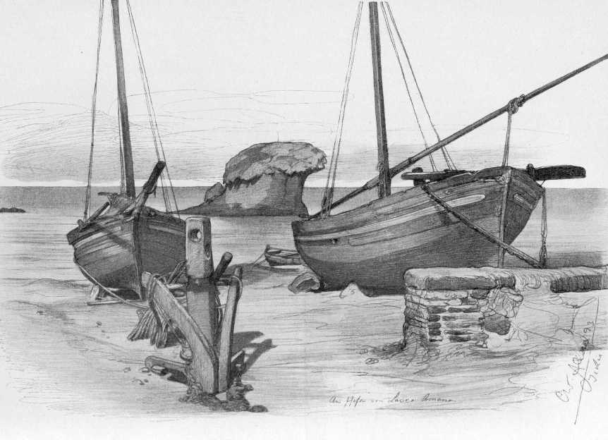 (La bella Napoli) Harbour of Lacco Ameno (Ischia, Italy) (1893) – Christian Wilhelm Allers Tablo
