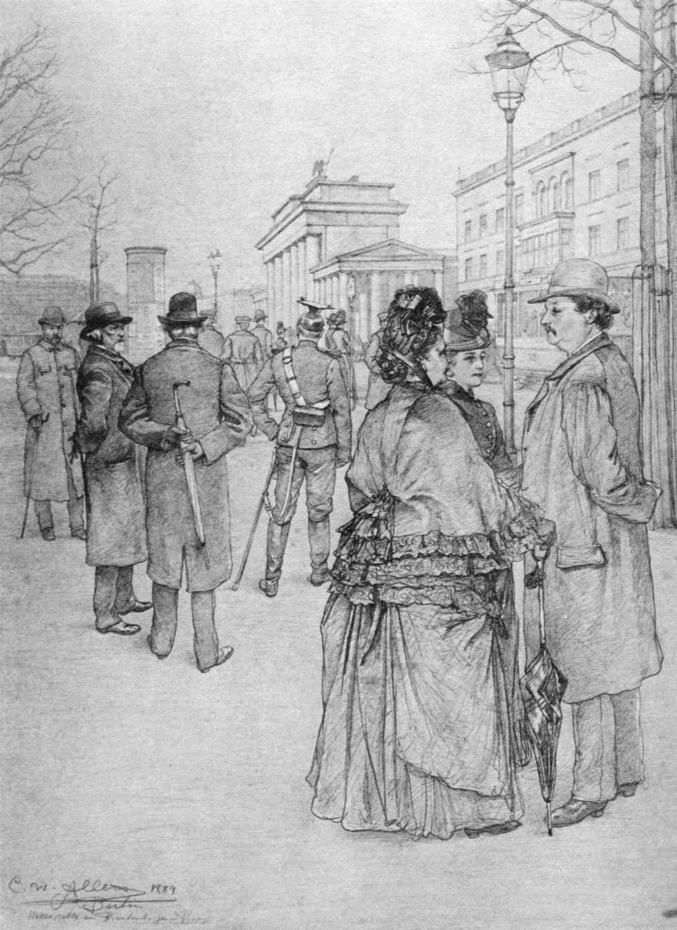 At the Brandenburg Gate (1889) - Christian Wilhelm Allers Tablo