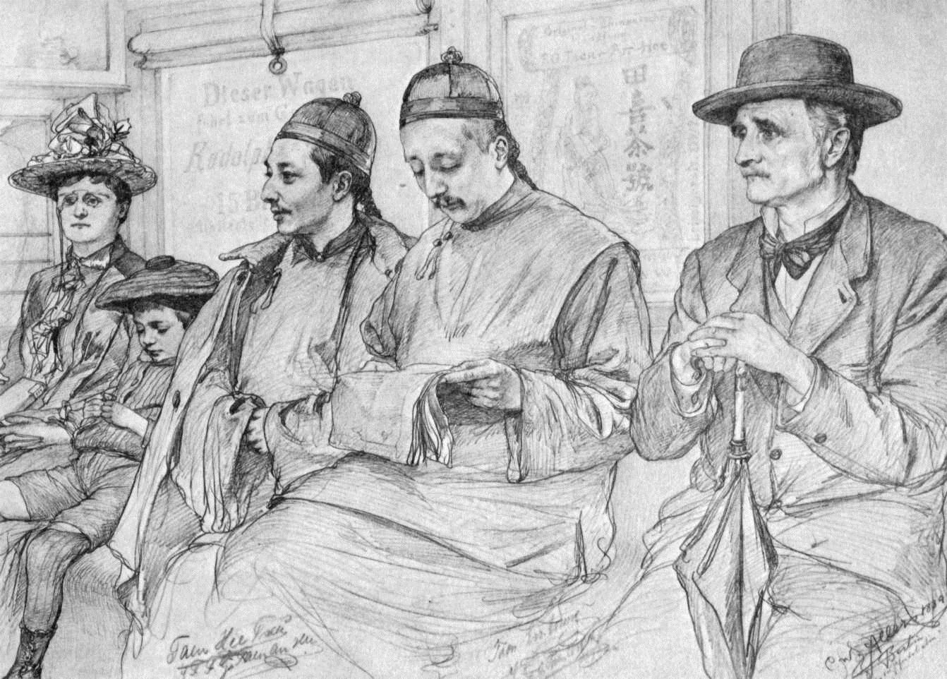 Chinese people on the Underground Berlin (1889) - Christian Wilhelm Allers Tablo