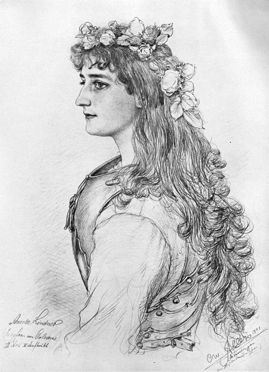 Portrait of Amanda Lindner (1890) - Christian Wilhelm Allers Tablo