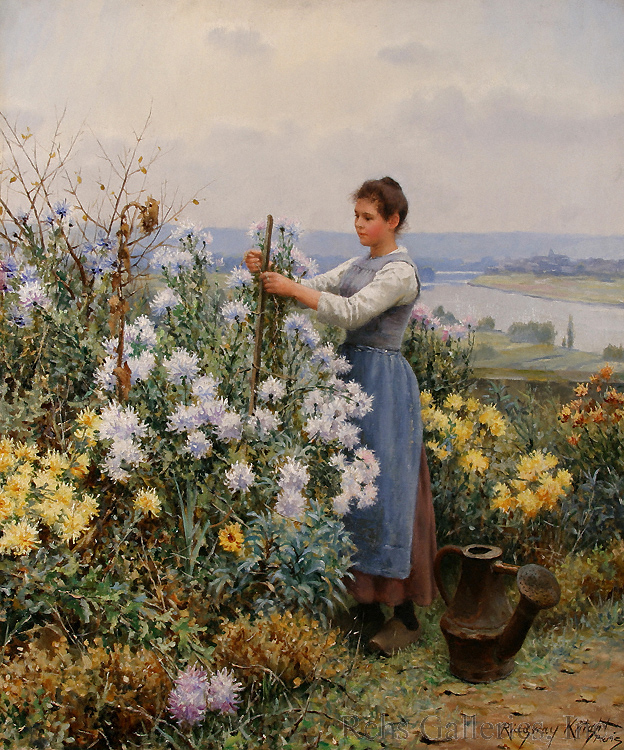 Chrysanthemums (1898) – Daniel Ridgway Knight Tablo