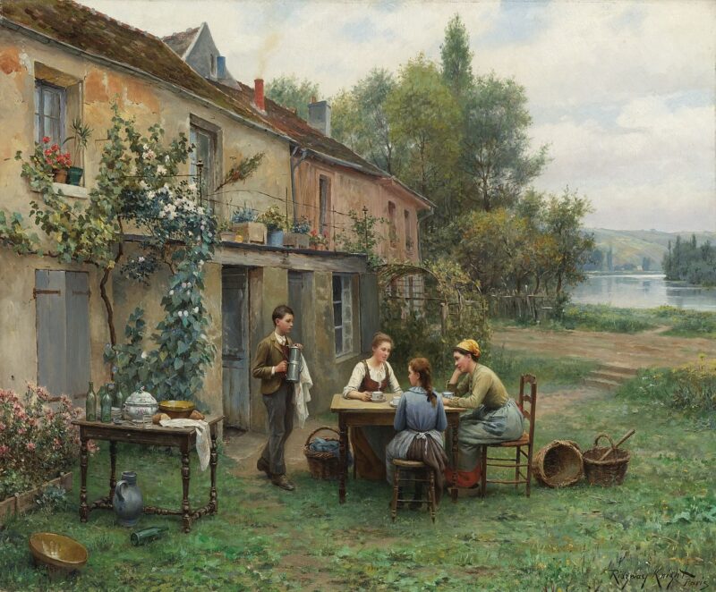 Coffee in the Garden - Daniel Ridgway Knight Tablo