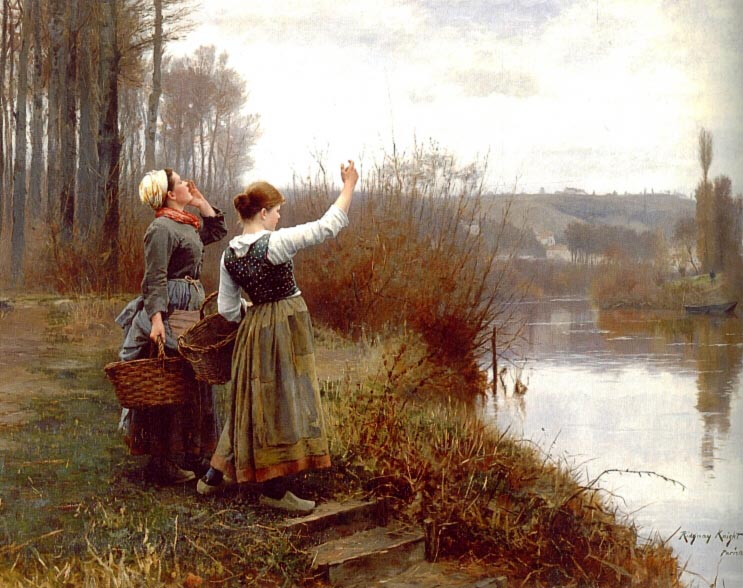 Hailing the ferry (1888) - Daniel Ridgway Knight Tablo