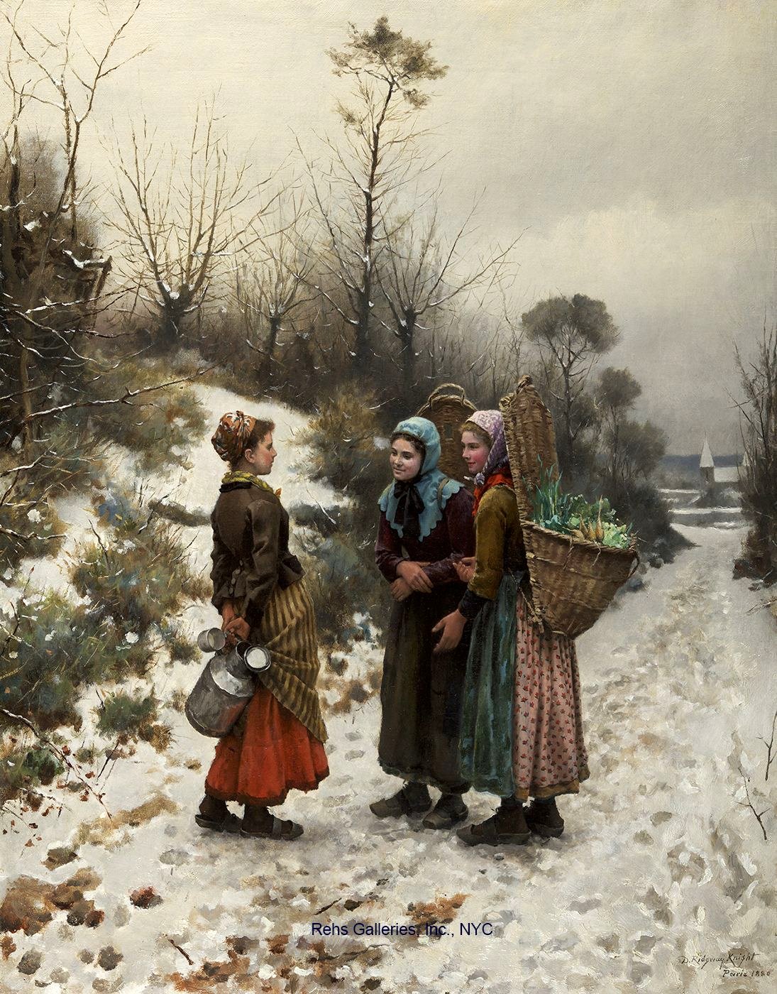 In winter (1880) - Daniel Ridgway Knight Tablo