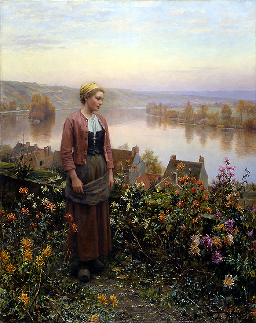 Maria on the Terrace Rolleboise (1895) - Daniel Ridgway Knight Tablo