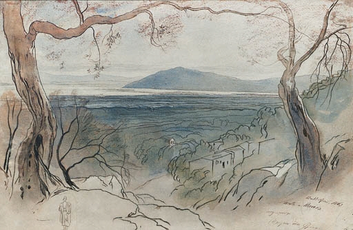 A view of Santa Maura, Levkas, Ionian Islands - Edward Lear Tablo