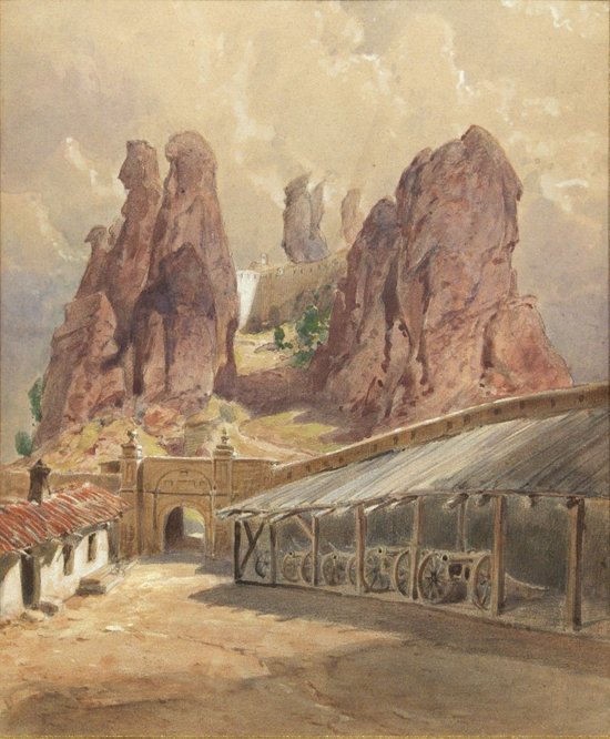 The Yard of the Belogradchik Fortress (1885) - Felix Philipp Kanitz Tablo