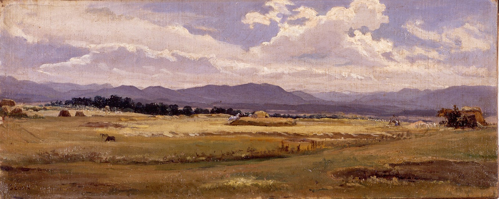 Threshing in the Roman Campagna (1854) - Giovanni (Nino) Costa Tablo