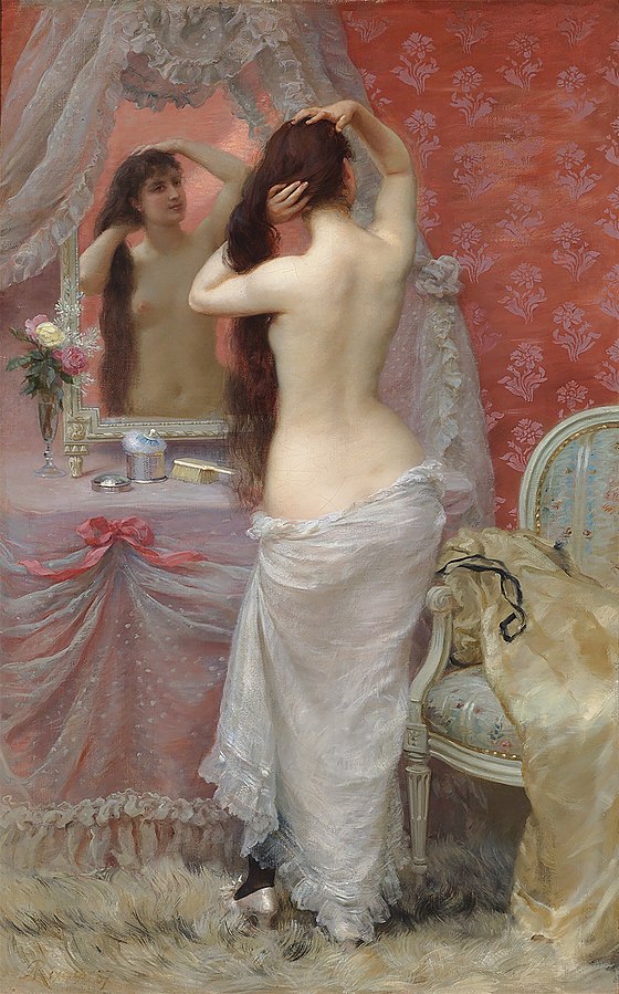 Jeune Femme Nue Se Coiffant (1887) Jean-André Rixens tablo - Dekolata