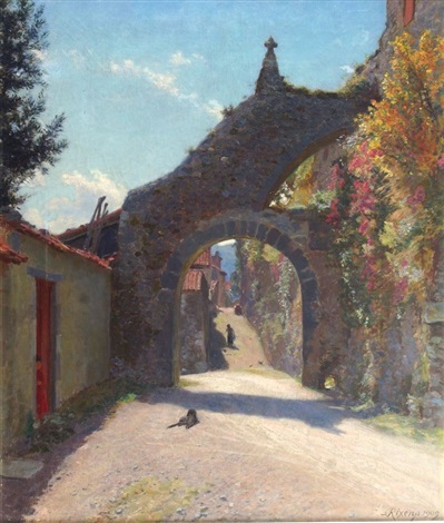 Landscape with dog (1909) – Jean-André Rixens Tablo