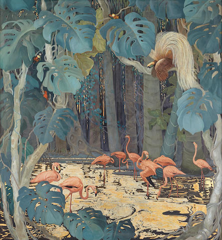 Flamingos and Tropical Birds Jessie Arms Botke tablo - Dekolata