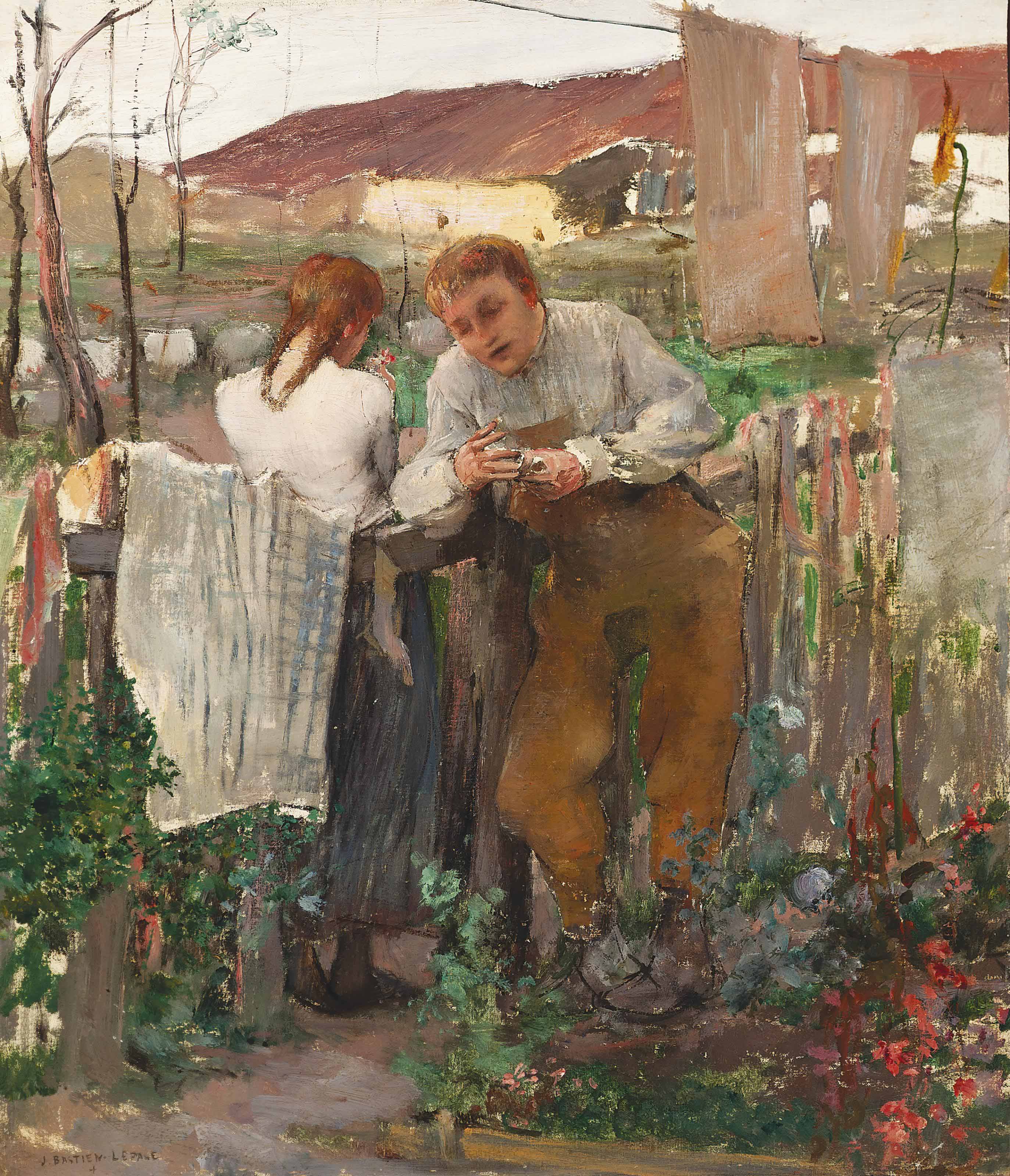 Study for 'Rural Love' (1882) Jules Bastien-Lepage tablo - Dekolata