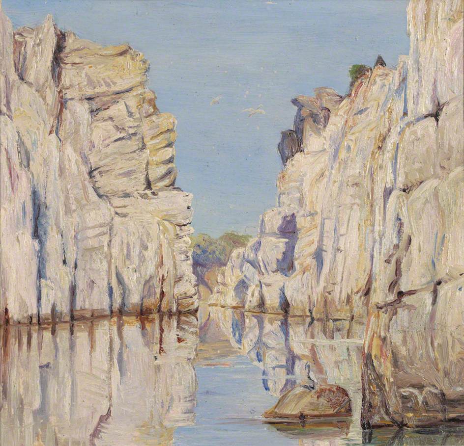 Marble Rocks, Jabalpur, Madhya Pradesh, India (1878) Marianne North tablo - Dekolata