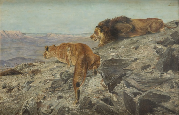 Hunting Lions Richard Friese tablo - Dekolata