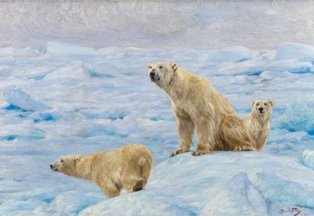 Three Polar Bears (1912) Richard Friese tablo - Dekolata