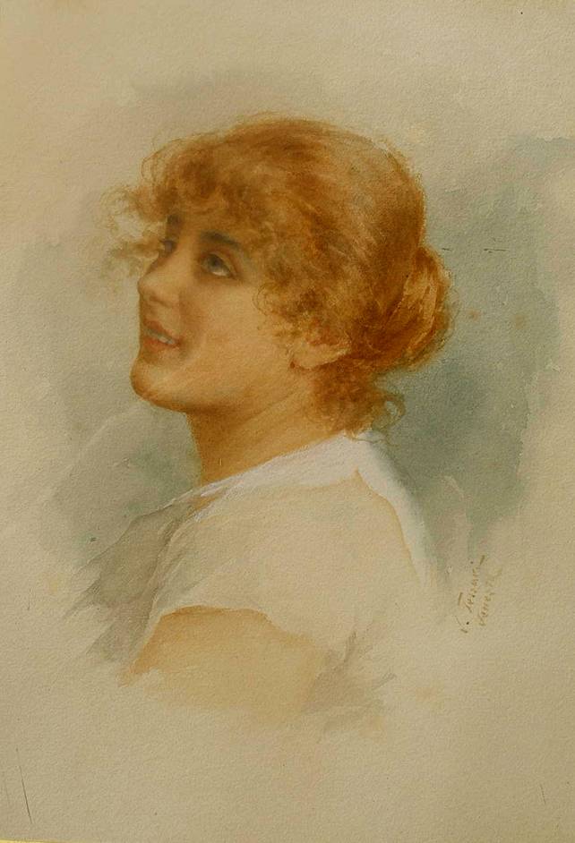 Young peasant woman Vittorio Tessari tablo - Dekolata