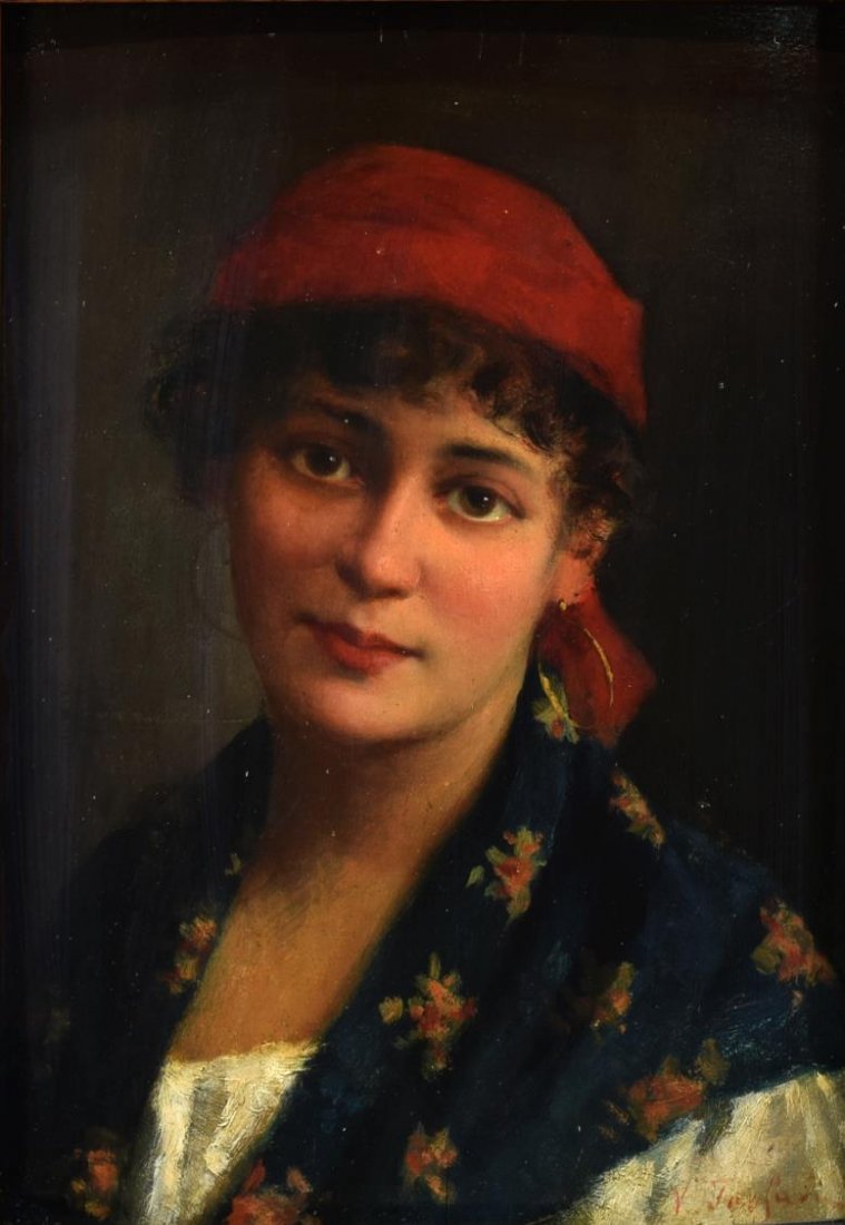 Young peasant woman (1890) Vittorio Tessari tablo - Dekolata