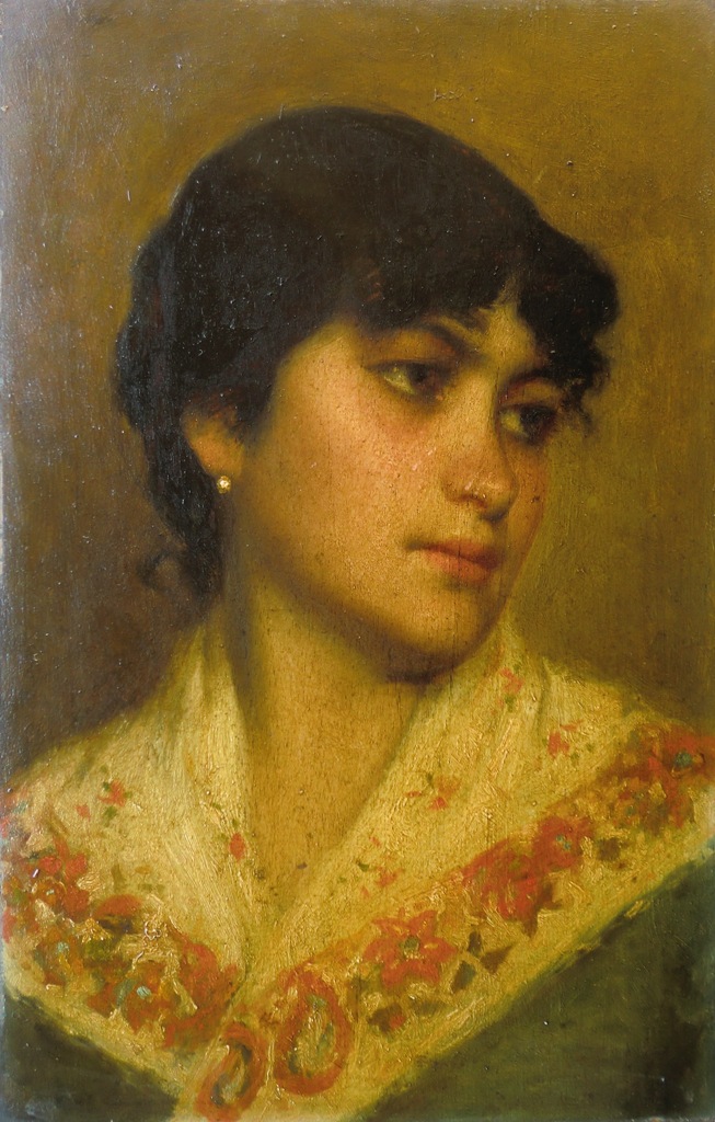 Young peasant woman with a pearl earring (1885) Vittorio Tessari tablo - Dekolata