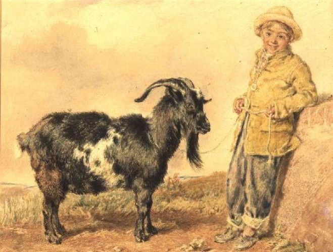 Boy and goat (1836) William Henry Hunt tablo - Dekolata