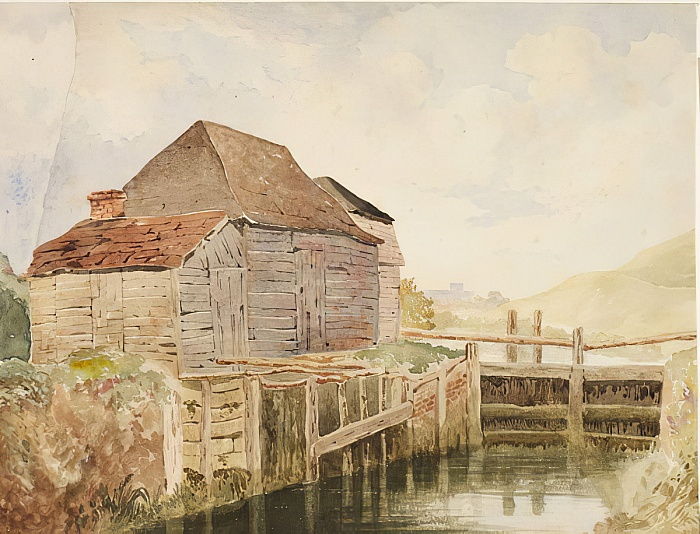 Old Mill and Lock Gates (St.Catherine's) (1820) William Henry Hunt tablo - Dekolata
