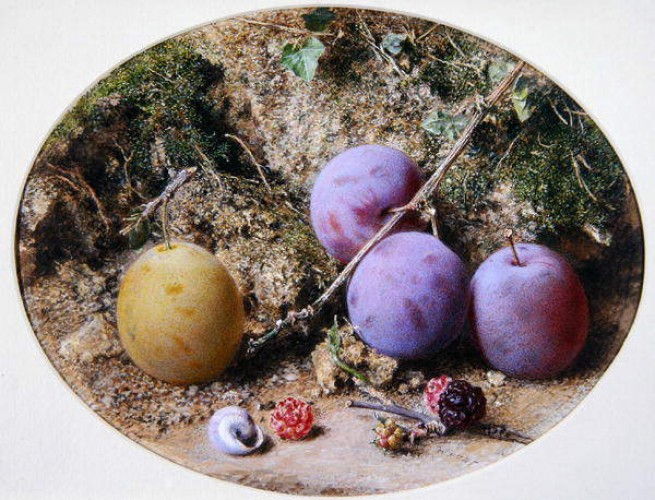 Plums and mulberries (1860) William Henry Hunt tablo - Dekolata