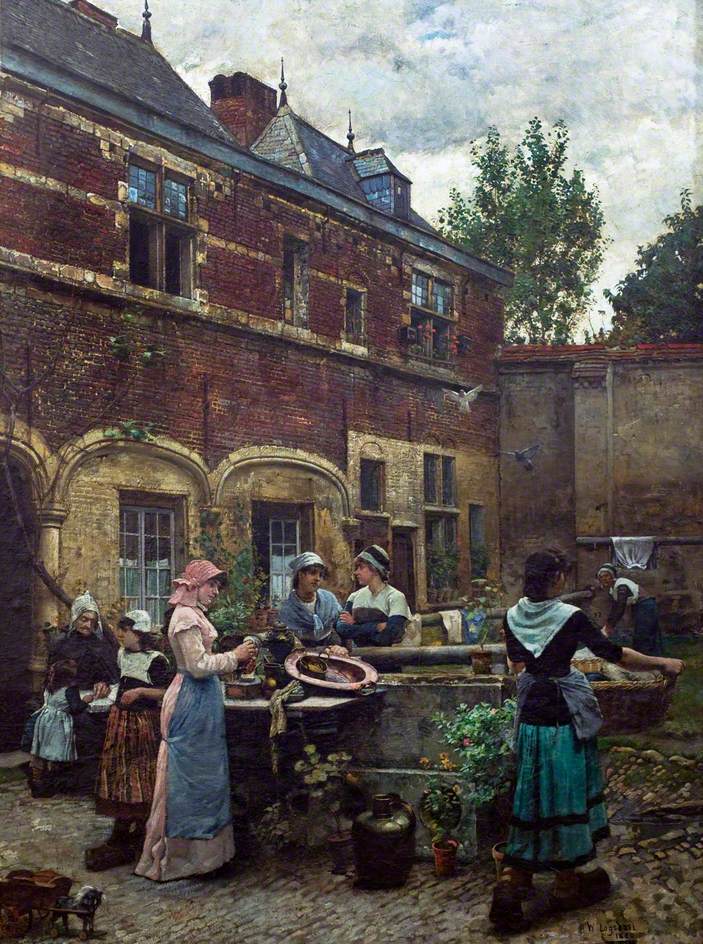Alms Houses, Antwerp, Belgium (1880) William Logsdail tablo - Dekolata