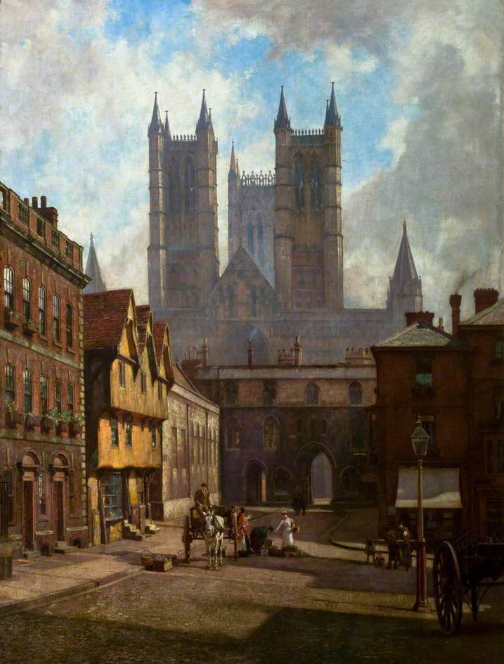 Lincoln Cathedral, Exchequer Gate and Castle Square (1904) William Logsdail tablo - Dekolata