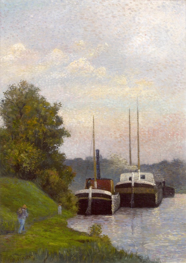 Barges on the Seine (1885) – Albert Dubois-Pillet Tablo