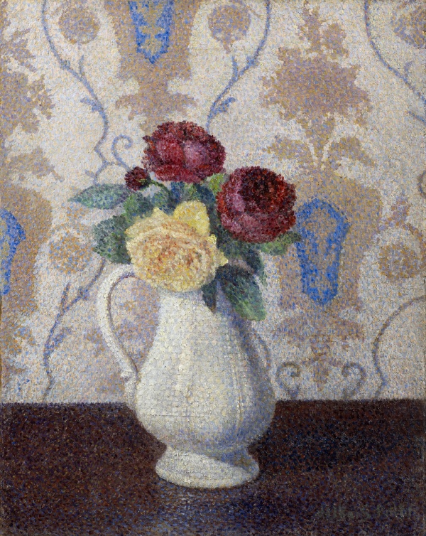 Bouquet of Roses in a Vase (1885) - Albert Dubois-Pillet Tablo