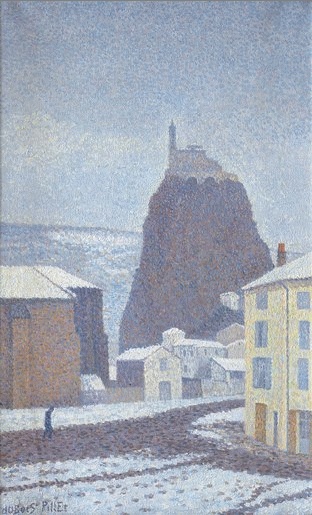 Saint Michel d'Aiguilhe (Haute Loire) Under Snow (1890) - Albert Dubois-Pillet Tablo