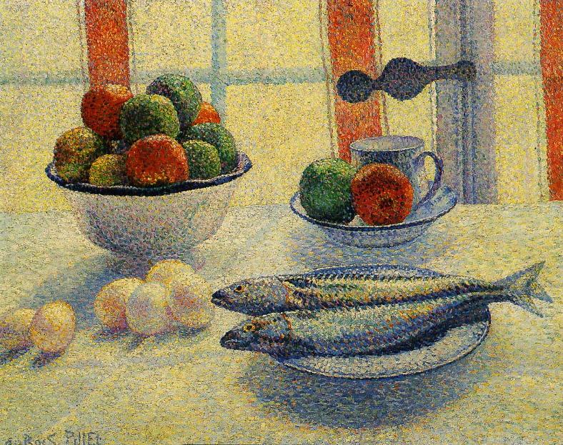 Still Life With Fish (1885) - Albert Dubois-Pillet Tablo