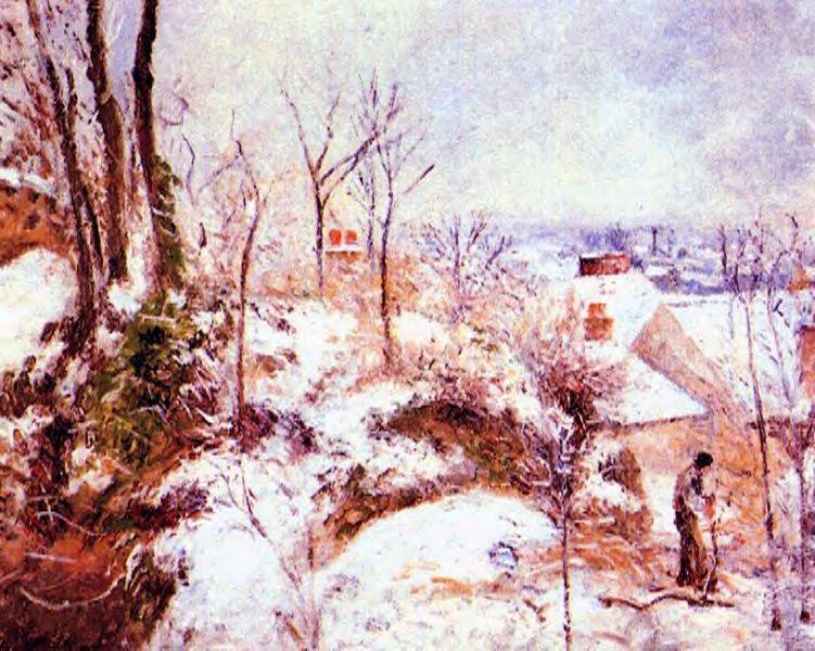A Cottage in the Snow (1879) - Camille Pissarro Tablo