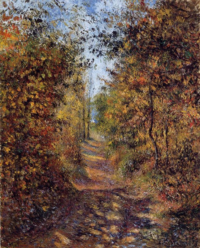 A Path in the Woods, Pontoise (1879) - Camille Pissarro Tablo